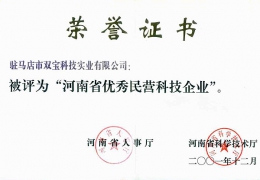 河南省優(yōu)秀民營(yíng)科技企業(yè)證書